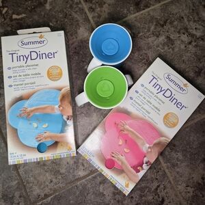 NWT Summer Tiny Diner Mats And Two 360 Cups